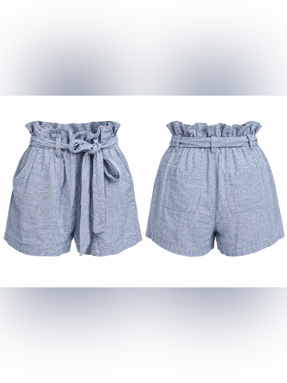 GAP - NWOT - Size XL Light Blue Paperbag Waist Linen Blend Shorts